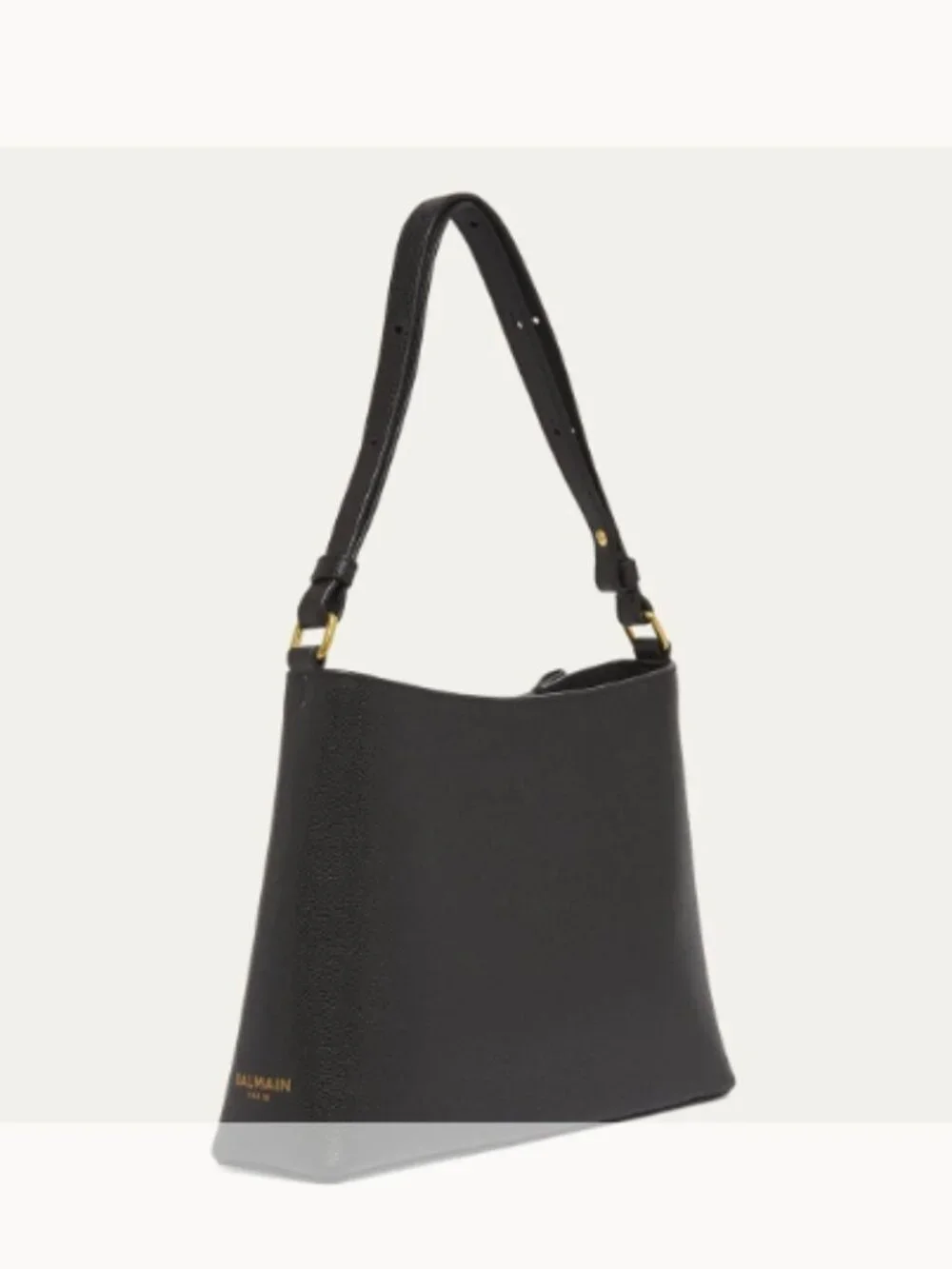 Balmain NWT Embleme Shoulder Bag in Grained Leather (ORIG. $1195) BLACK